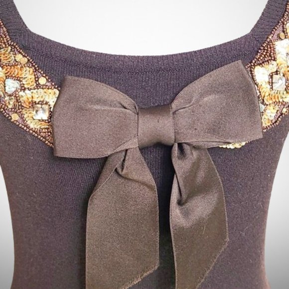 Blumarine Cashmere Holiday Sweater with Embellishments & Bow Size: 42 - Picture 3 of 11